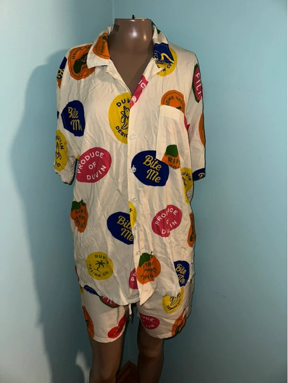 Duvin Design Co. Matching Fruit Rayon Casual Cabana Set L
